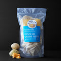 Frozen potato and cheddar pierogies in resealable bag